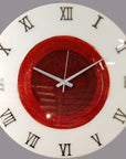 BEYAZ-KIRMIZI HALKALI EPOKSİ DUVAR SAATİ (60 CM )