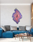 Sanatsal Epoksi Tablo – 65x98 cm  (Taş Detaylı, Pembe,Mor&Gümüş iç Detaylı)